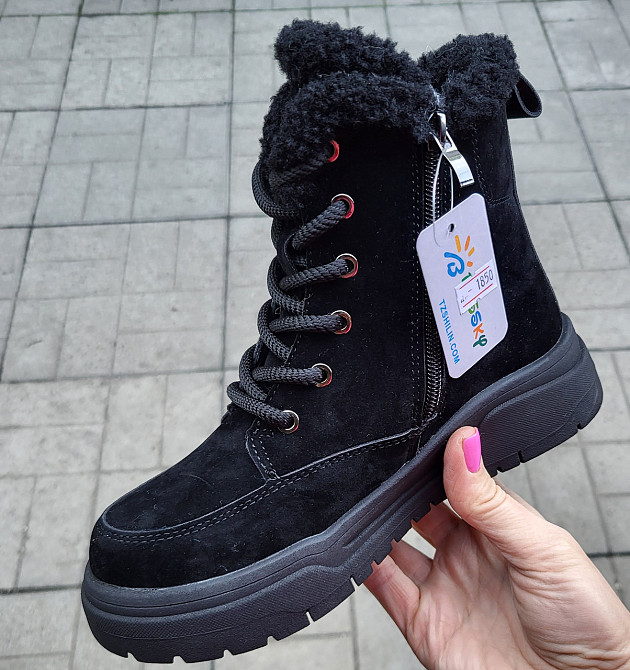 Детские черные зимние ботинки для девочек  32,33,34,35 Николаев - изображение 3