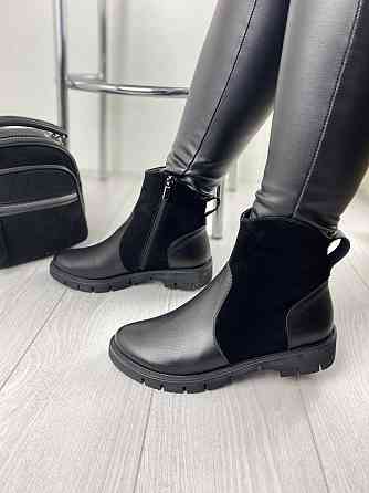 Черевики жіночі 21772 чорні (весна-осінь, шкіра+замша натуральна) (1211) 38р.39р.40р. 38 Коломыя