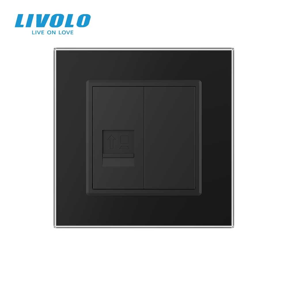 Розетка комп'ютерна RJ-45 LIVOLO чорна матова скло Коломия - фото 4