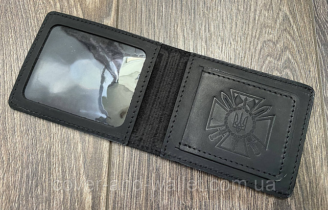 Обложка СБУ с карманом из винтажной кожи черного цвета P_Leather Киев - изображение 7