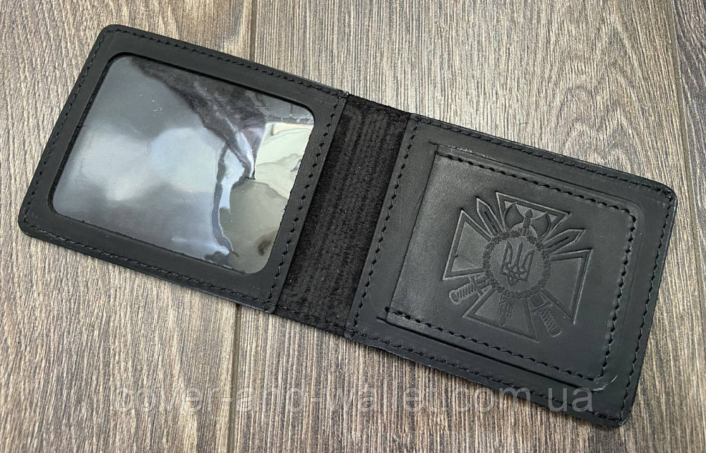 Обкладинка СБУ з кишенею з вінтажної шкіри чорного кольору P_Leather Київ - фото 7