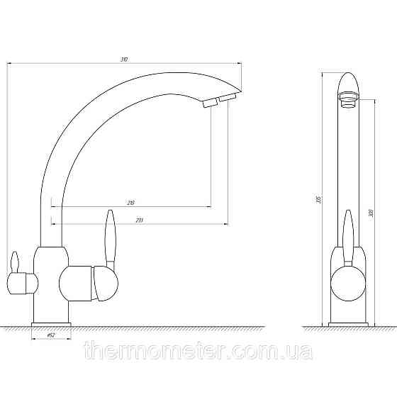 Смеситель для кухни под осмос Globus Lux LAZER GLLR-0777-3-TITANIUM Киев