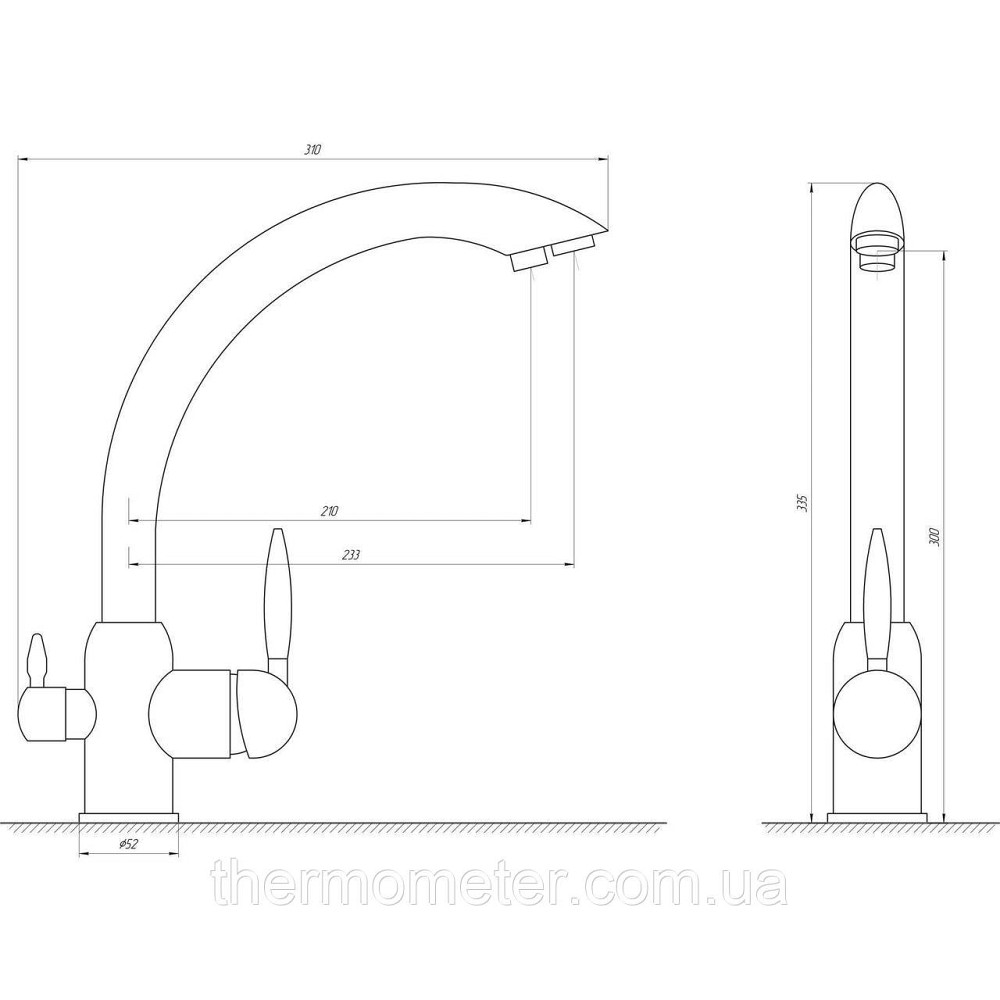 Смеситель для кухни под осмос Globus Lux LAZER GLLR-0777-3-TITANIUM Киев - изображение 4