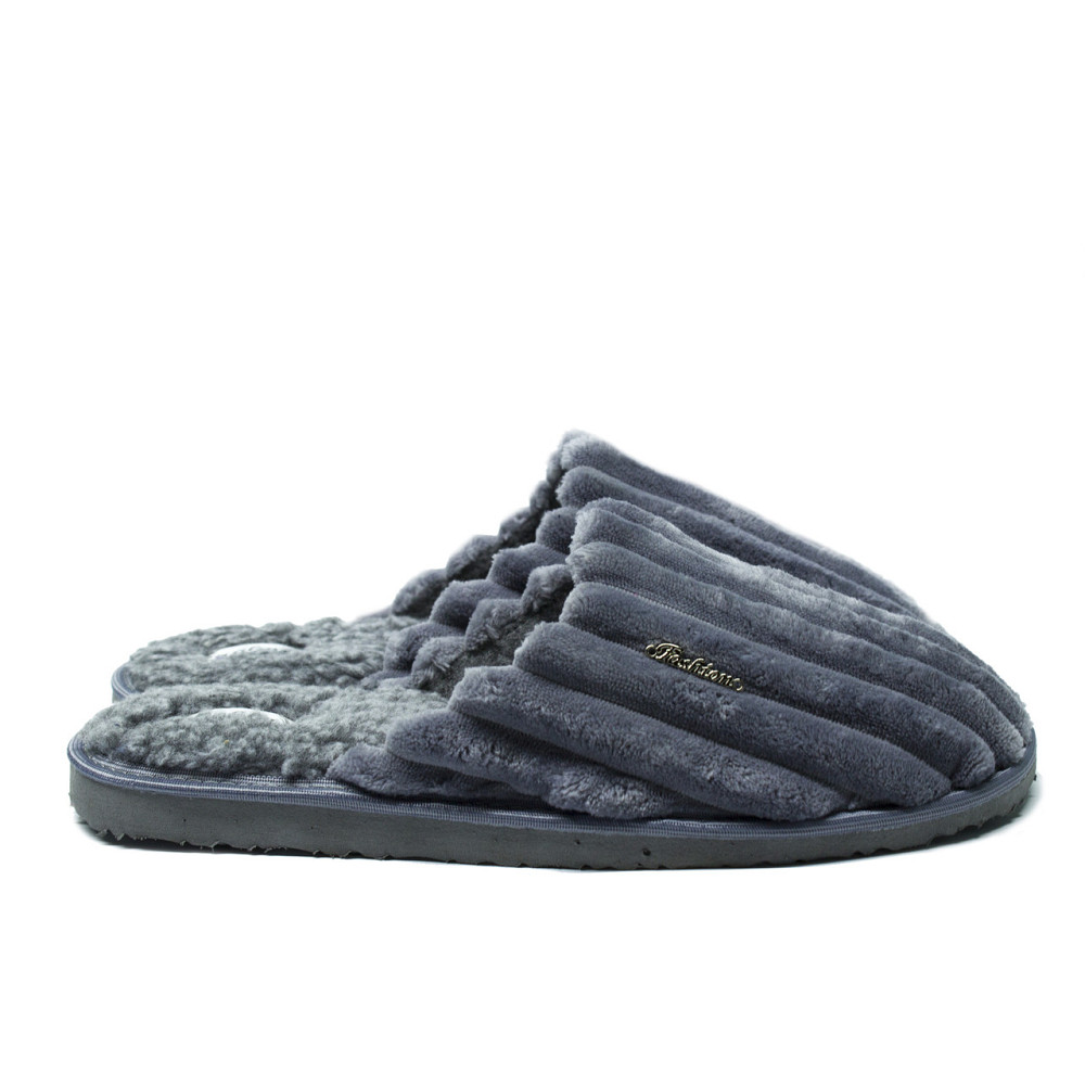 Тапочки мужские домашние закрытые PaGo теплые Тапки крупный вельвет на овчине серого цвета 42 Одесса - изображение 2