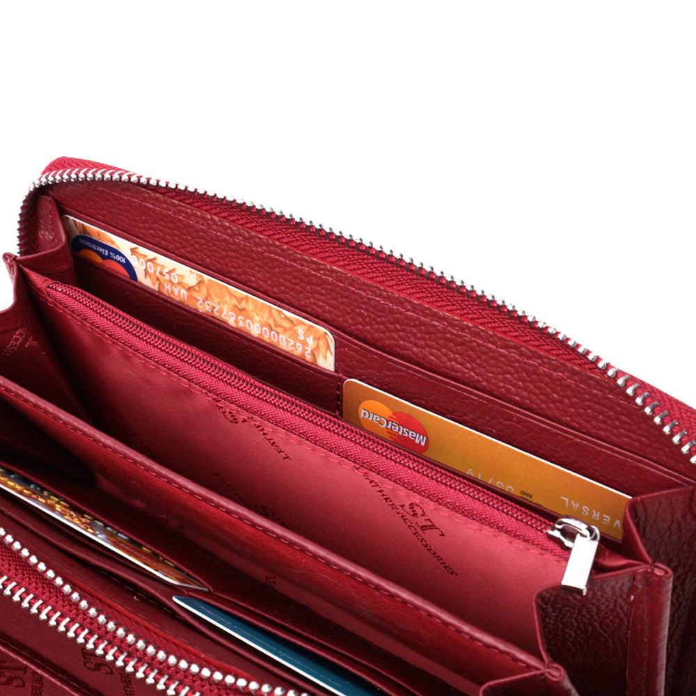 Фактурный клатч на два отделения из лакированной натуральной кожи ST Leather 22692 Красный Киев - изображение 9