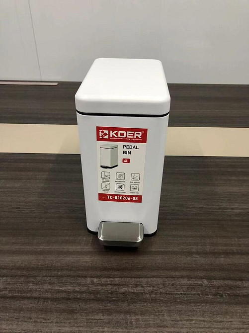 Відро для сміття з плавним закриттям прямокутне Koer TC-010206-08 6 л колір білий (KR5595) ( 36620 ) Харків - фото 4