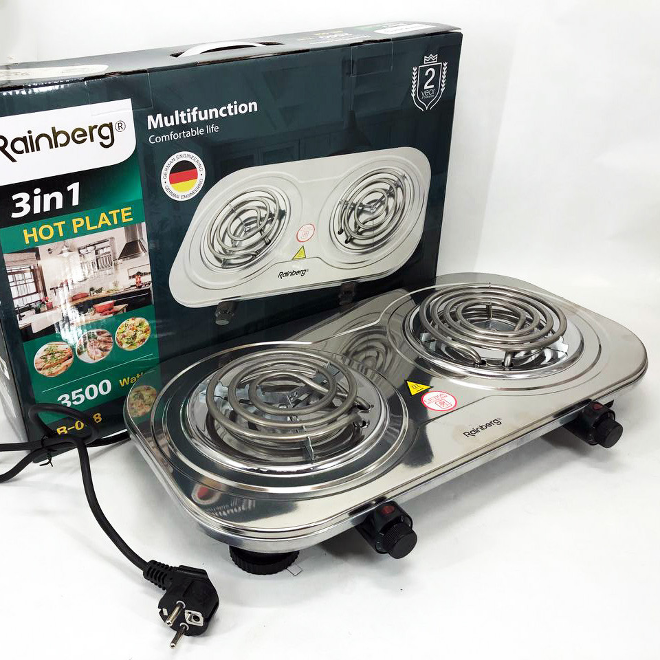 Настільна електроплита Rainberg, Електроплита 2 конфорки, Міні-плита для дому Комфорочна PW-27 Львів - фото 9