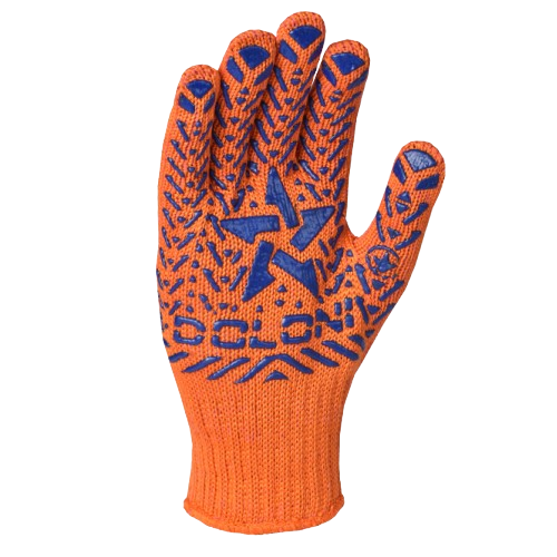 Рукавички 564 трикотаж 280 текс з малюнком ПВХ Зірка клас 7 помаранчевий ДКГ Житомир