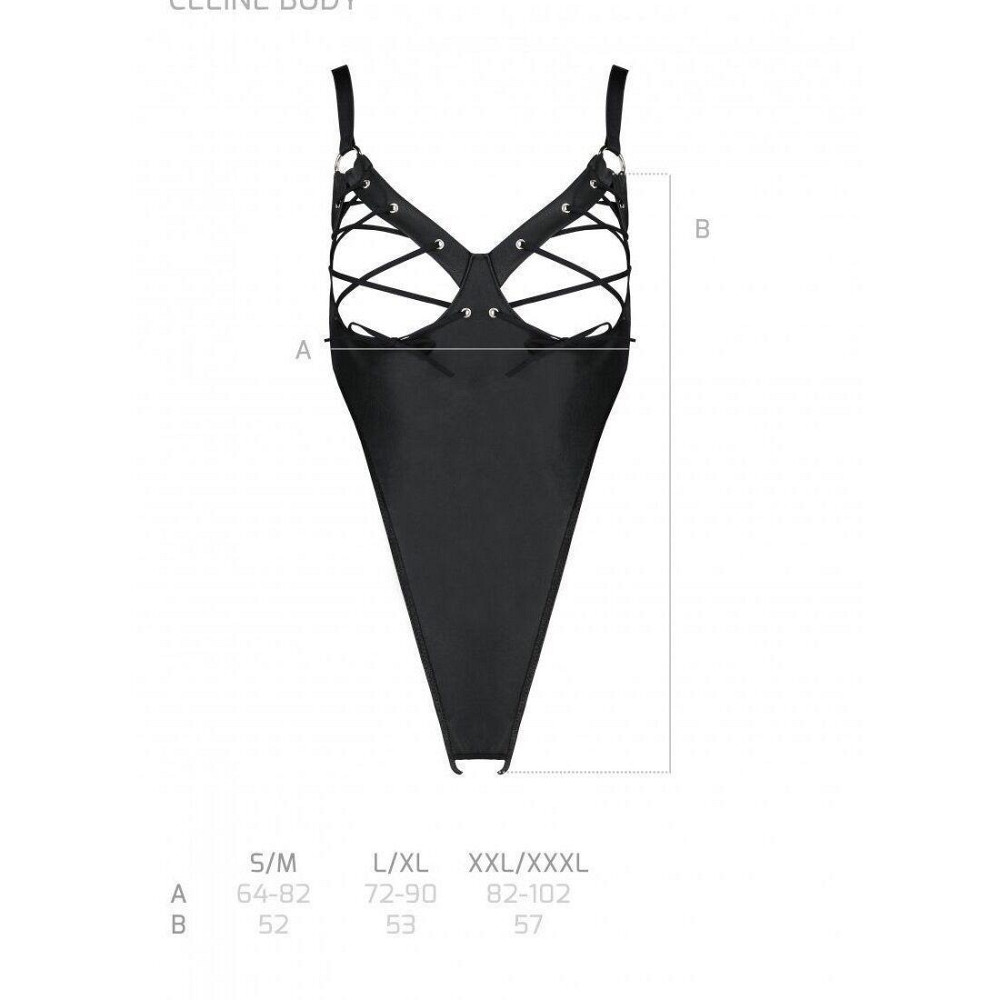 Боді з екошкіри Passion CELINE BODY S/M, black, з доступом, відкритий Sex Aura Київ - фото 7