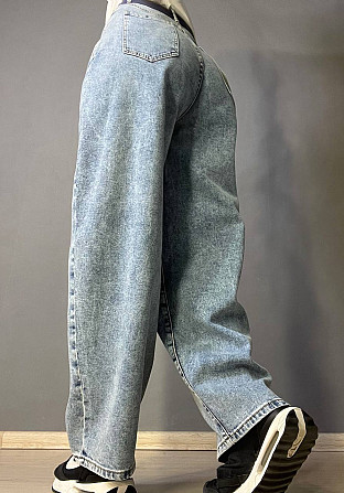 Джинси жіночі Moss 817 baggy mom jeans висока талія вільні банани стрейчеві ремінь-хустинка блакитні Одеса - фото 9
