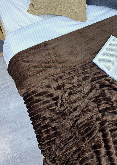 Плед-покривало смужка Шарпей 220х220 см (+-10см) Венге (87-197) Київ - фото 2