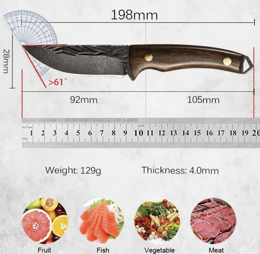 Походный нож, охотничий нож, рыбацкий нож , нож для кемпинга и природы, 20 см, нержавеющая сталь, коричневый Киев - изображение 9