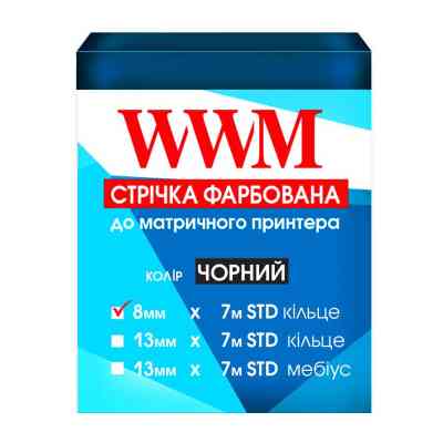 Стрічка до принтерів 8мм х 7м STD к. Black WWM (R8.7S) Вінниця