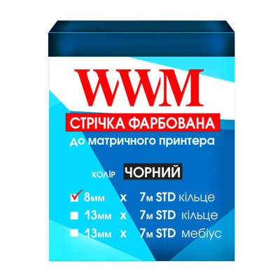 Лента к принтерам 8мм х 7м STD к. Black WWM (R8.7S) Винница - изображение 1