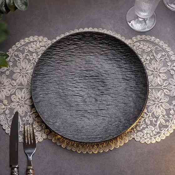 Тарелка сервировочная фарфоровая 25 см черная HP-7-727 Киев