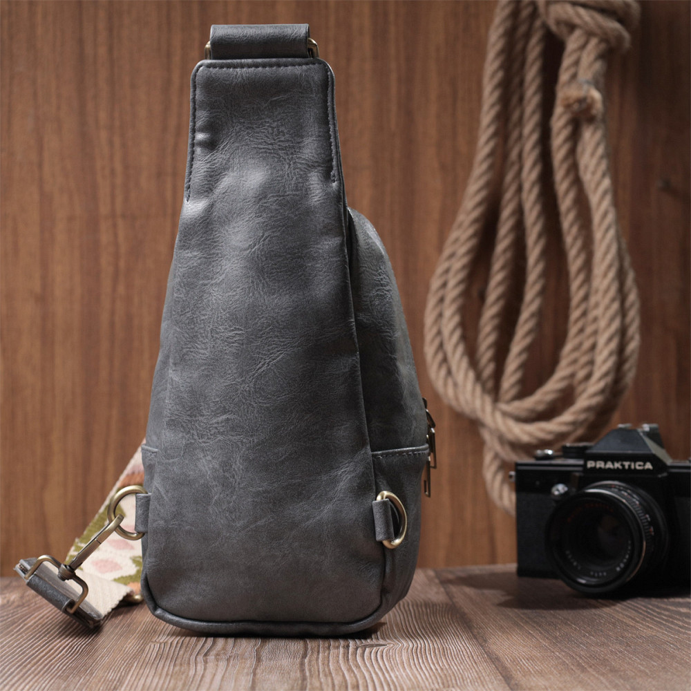 Модна сумка через плече в модному кольорі з екошкіри Vintage 22792 Сірий Київ - фото 10