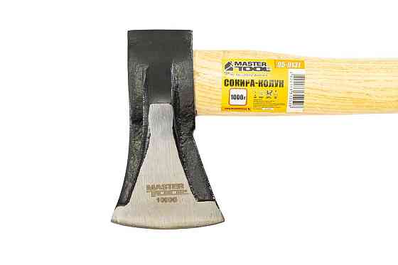 Сокира-колун MASTERTOOL 1000 г HRC 50 рукоятка з дерева з полімерним захистом 430 мм 05-0131 Ровно