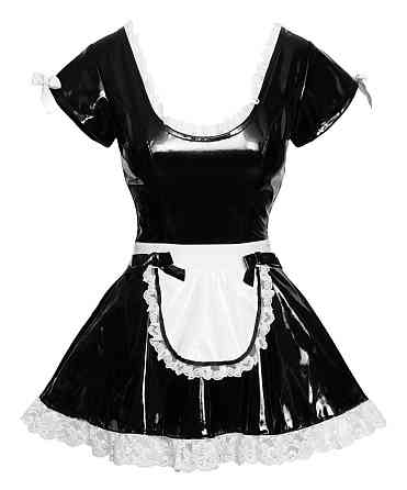 Костюм горничной Black Level Vinyl Maid's Dress из винила, черно-белый, M Sex Aura Киев