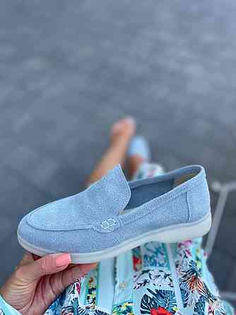 Лоферы женские KATI SHOES голубые натуральная замша демисезонные 36-40 (141) Коломия