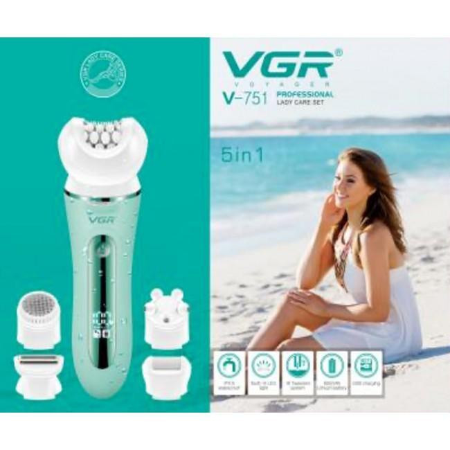 Женский эпилятор VGR-751  5 в 1, беспроводной, 5 насадок, для ног и зоны бикини, 120 минут работы Одесса - изображение 2
