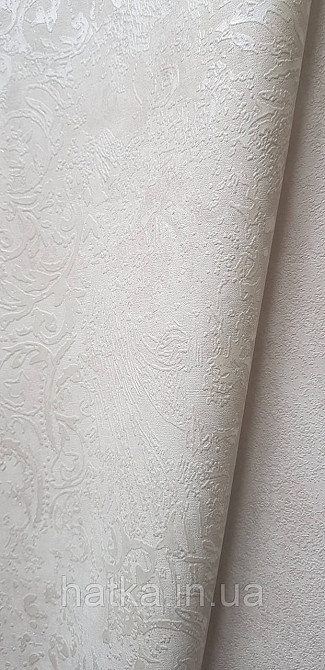 Шпалери вінілові на флізеліні гарячого тиснення DUKA Selective1.06х10 вензель структурні світло-беж срібло DK Київ - фото 1