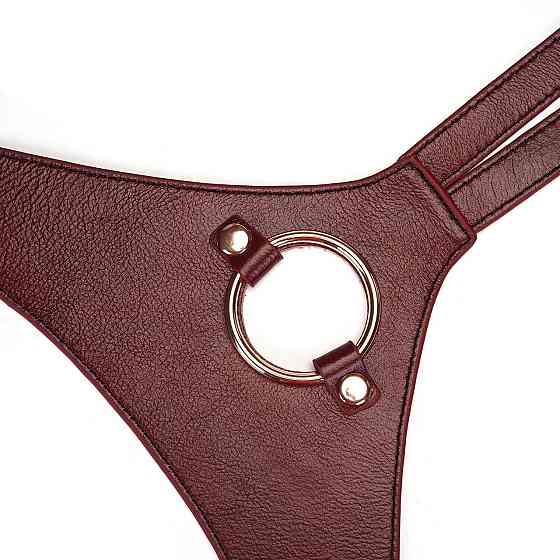 Шкіряні трусики для страпона Liebe Seele Wine Red Strap on Harness, універсальний розмір Sex Aura Київ