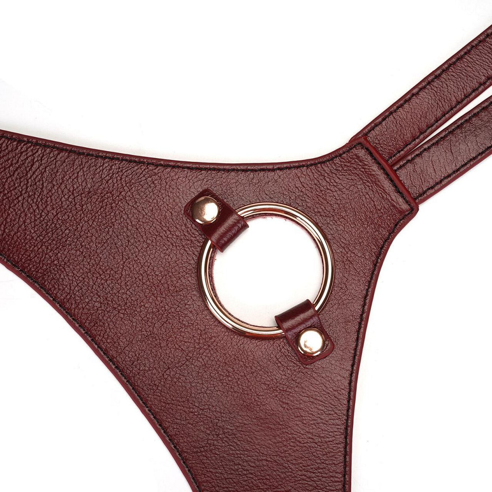 Кожаные трусы для страпона Liebe Seele Wine Red Strap on Harness, универсальный размер Sex Aura Киев - изображение 5