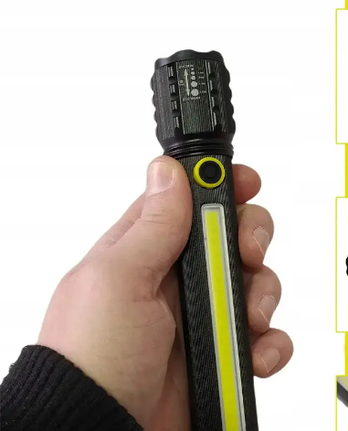 Ліхтарик ручний Bailong BL-C73-P50-COB LED USB, потужне світло 1000 лм, дальність 500 м, акумулятор Одеса - фото 9