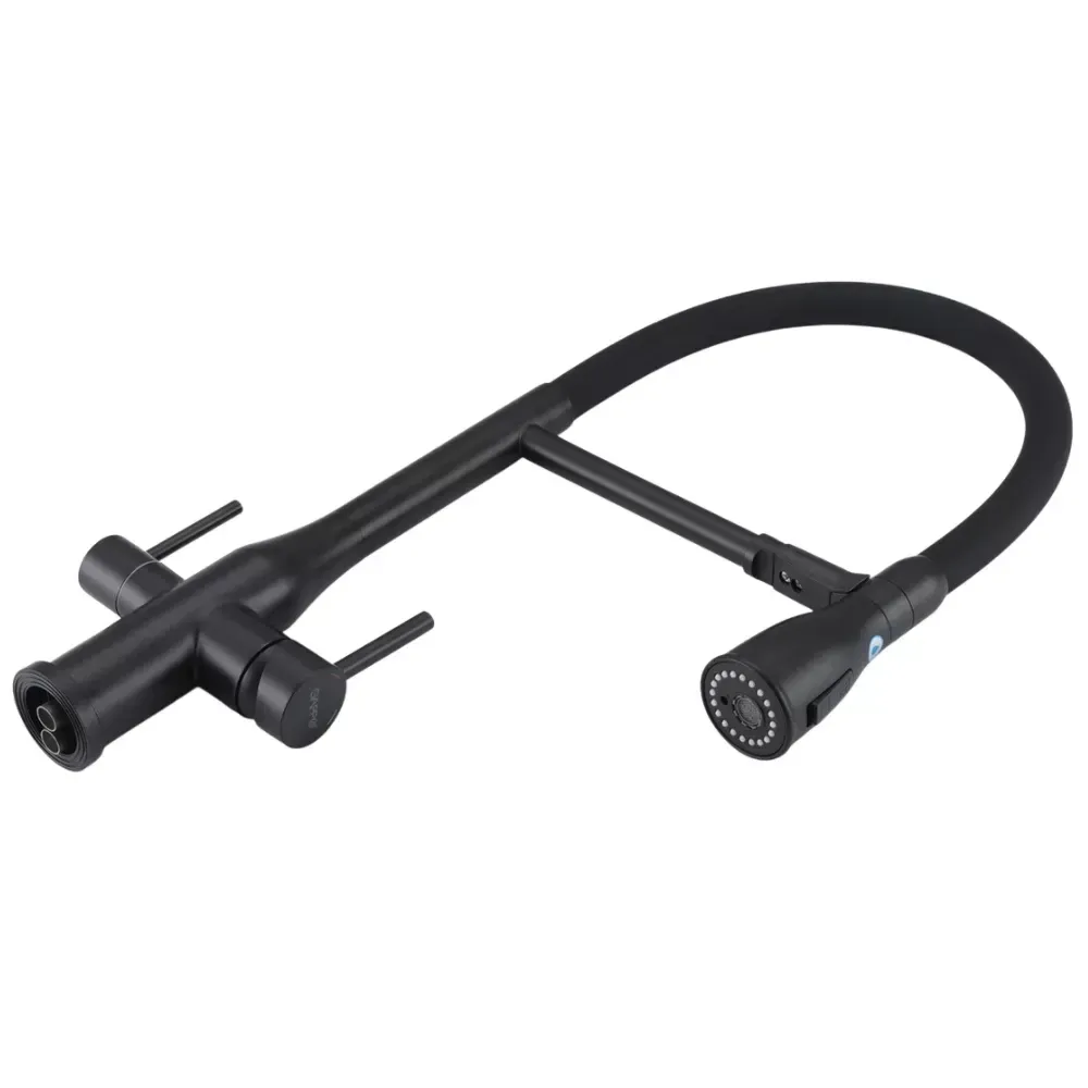 Змішувач для кухні з підключенням до фільтру GAPPO G4399-76 та гнучким виливом, чорний Київ - фото 3