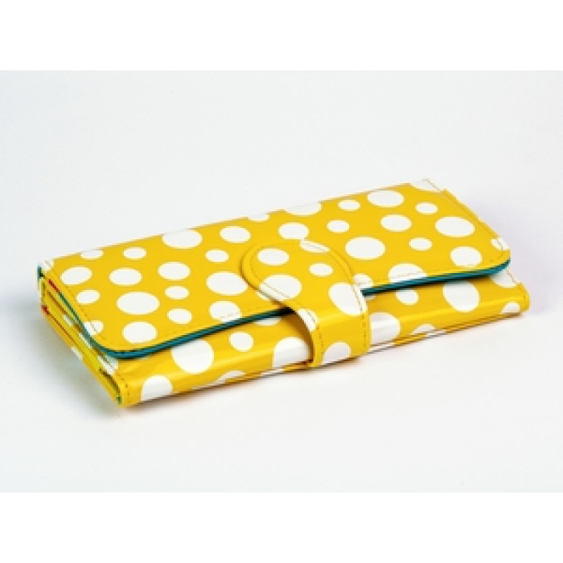 Кошелек женский лаковый желтый в горошек Киев - изображение 1