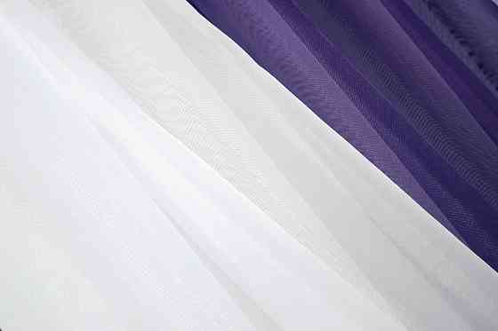 Кухонний комплект VR-Textil № 038к шторки і тюль фіолетовий з білим 280х170 см (50-030) Київ