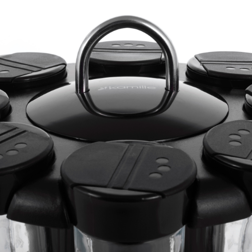 Набір для спецій 8шт з підставкою скло/пластик прозорий/чорний KAMILLE 7050 Житомир - изображение 4