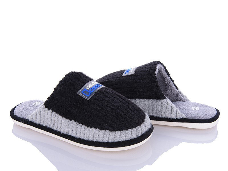 Мужские комнатные тапочки черно серый тм 