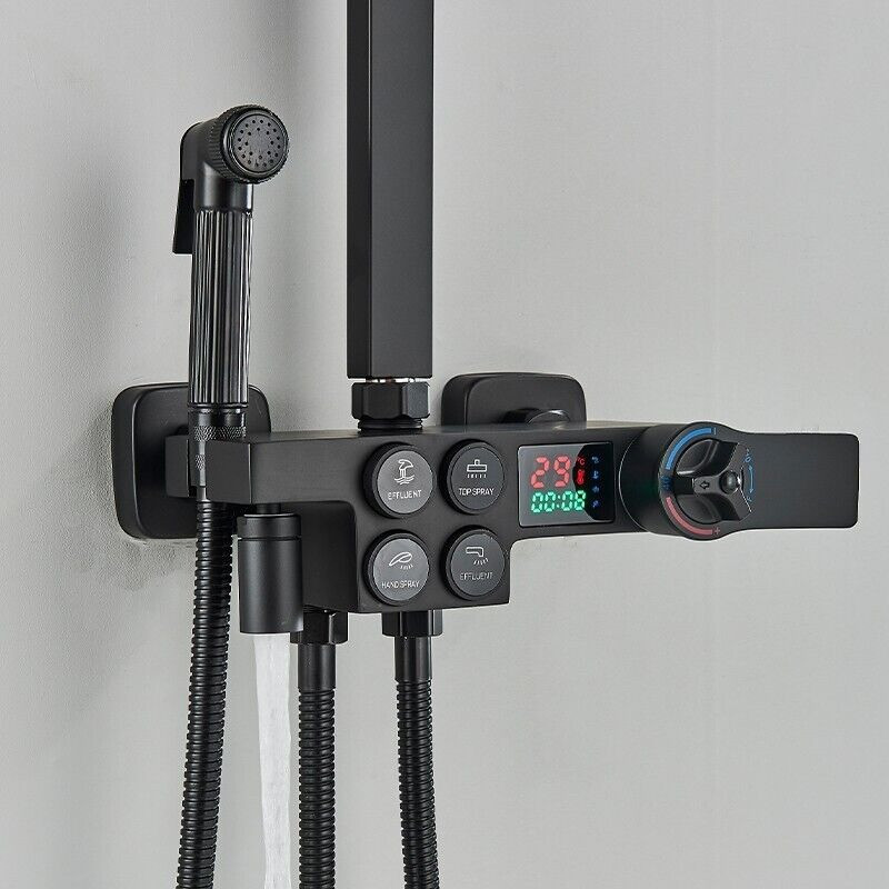 Душевая система хром черный,термостатический набор для душа-4 функции (245114600) Киев - изображение 5