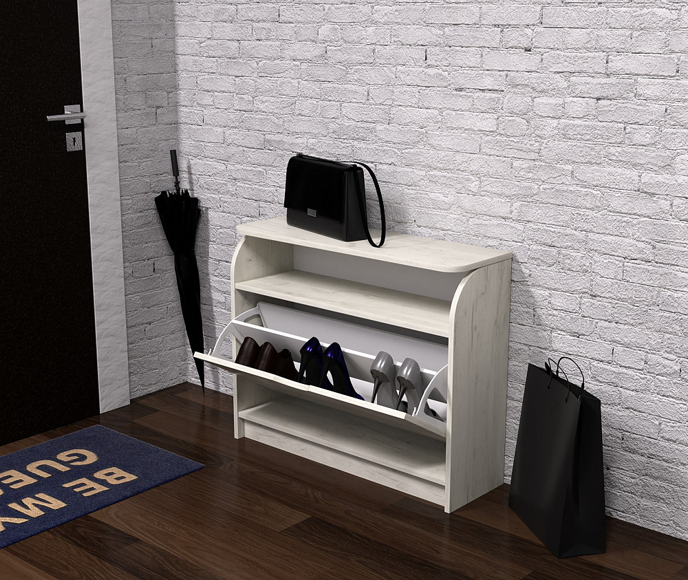 Тумба для обуви №3, Дуб Крафт Білий, 800/250/650 Львов - изображение 3