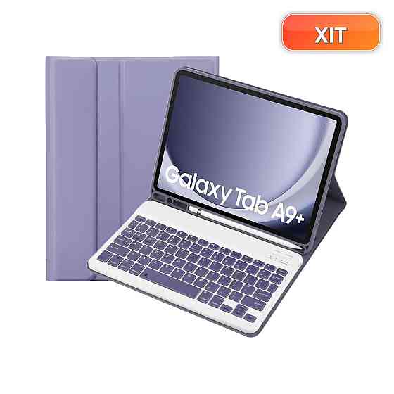 Чохол-клавіатура Slim Candy Colors для Samsung Galaxy Tab A9 Plus SM-X210/X216/X218 фіолетовий з S Pen тримачем QWERTY знімна Київ
