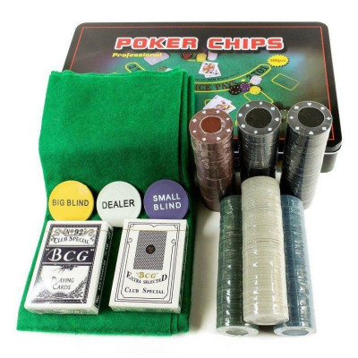 Настільна гра Johnshen Sports Покерний набір на 300 фішок без номіналу + сукно (бляшана коробка) (IG-3007) Вінниця - фото 2