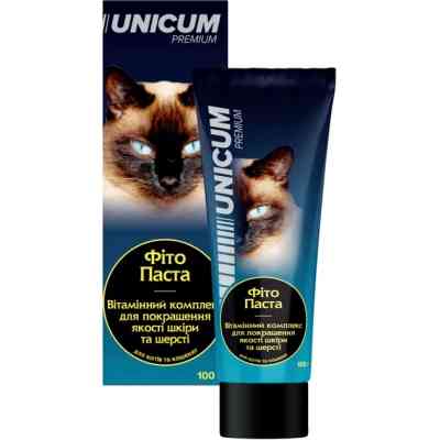 Паста для тварин Unicum комплекс для поліпшення стану шерсті та шкіри у котів та кошенят 100 г (4820150208837) Вінниця