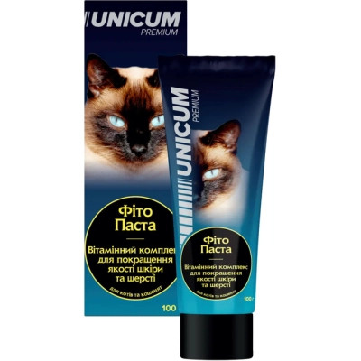Паста для животных Unicum комплекс для улучшения состояния шерсти и кожи у кошек и котят 100 г (4820150208837) Винница - изображение 1