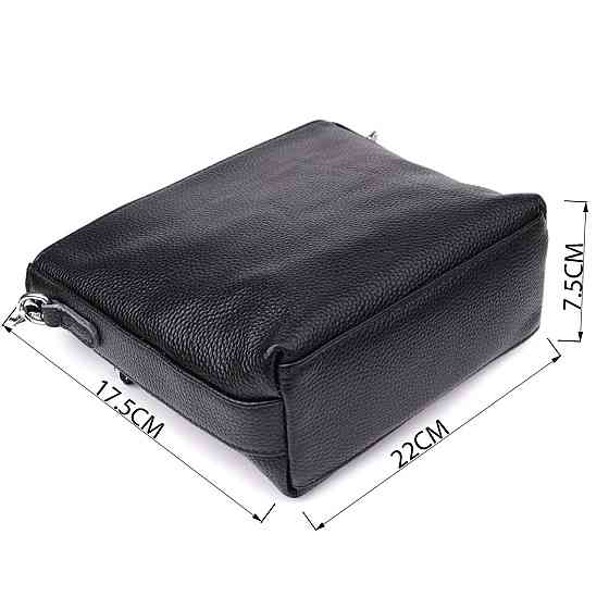 Зручна жіноча сумка на плече з якісної натуральної шкіри Vintage 22914 Чорний Київ