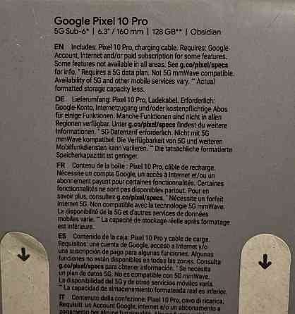 Новий Google Pixel 10 Pro 128GB Obsidian EU Global Версія. Харків