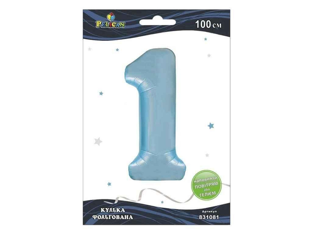 Шарик фольгированная цифра 40 (100 см) 1 голубая Baby blue ТМ PELICAN Киев - изображение 1