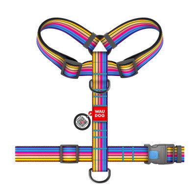 Шлея для собак WAUDOG Nylon анатомічна H-подібна з QR-паспортом "Лінія 1" пластиковий фастекс XL (323-0006) Вінниця - фото 2