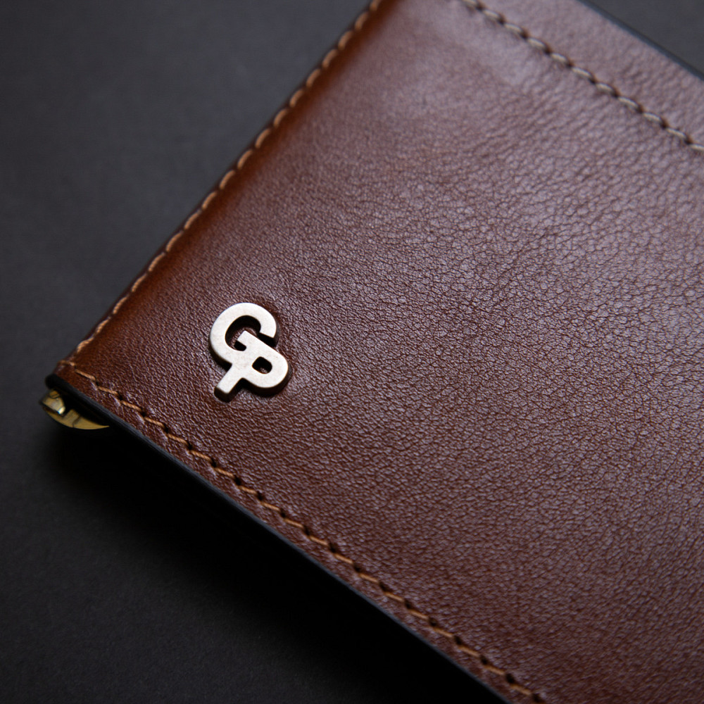 Чоловічий шкіряний затиск для грошей GRANDE PELLE 11361 Коричневий Київ - фото 2