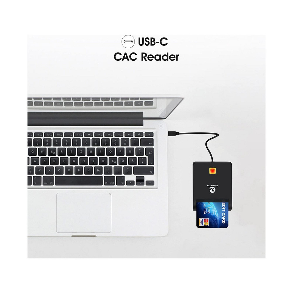 Зчитувач смарт карт картрідер ZOWEETEK USB-C Type C CAC державні ID підтримка tacho HGV карт сумісний з Windows 10/11 портативний Київ - фото 9
