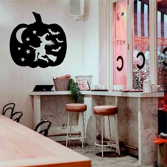 Декоративное настенное 3D Панно «Ведьма», Декор на стену с объемом 90*90 см, Черный Киев