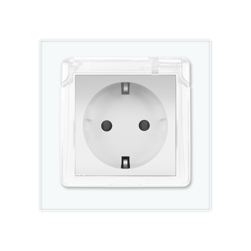 LIVOLO Електрична розетка вологозахисна з кришкою IP44 з заземленням, LIVOLO, біла, скляна рамк Коломия - фото 3