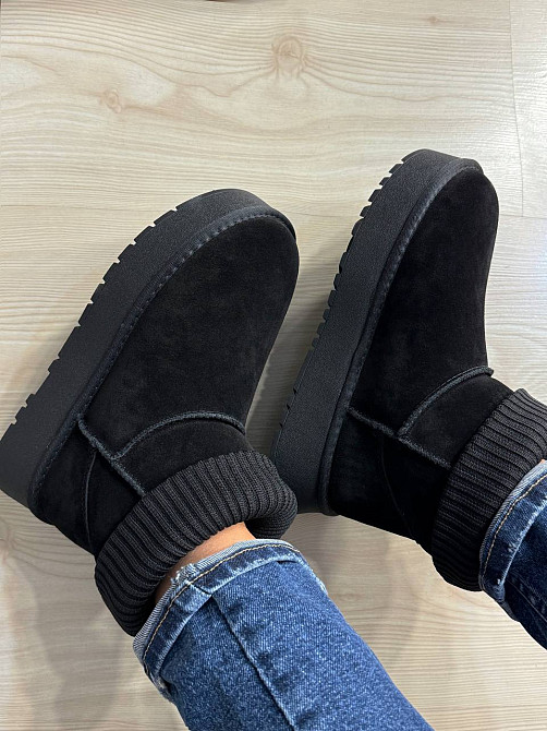 Угги женские Hengji 56-1 с манжетом носком на высокой подошве черные, 39, 25 см Киев - изображение 12