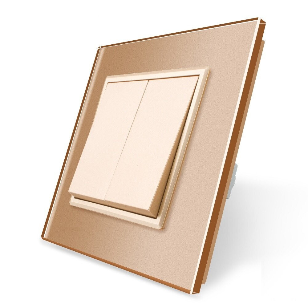 Двоклавішний прохідний вимикач Livolo золото скло (VL-C7FCMKS-1AP) Коломыя - изображение 4