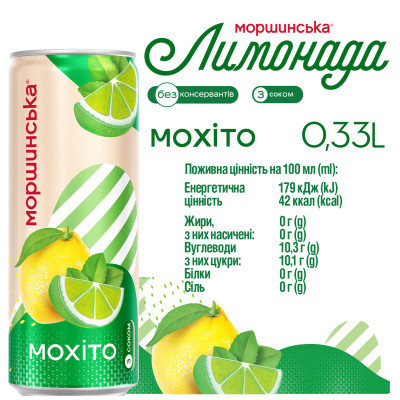 Напій Моршинська соковмісний Лимонада зі смаком Мохіто 0.33 л (4820017003049) Вінниця - фото 4